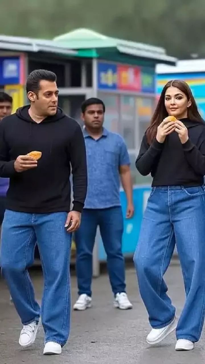 सलमान - ऐश्वर्या एका फोटमध्ये मुंबईच्या रस्त्यांवर वडापाव देखील खाताना दिसत आहे. सध्या सोशल मीडियावर दोघांचे फोटो तुफान व्हायरल होत आहेत.