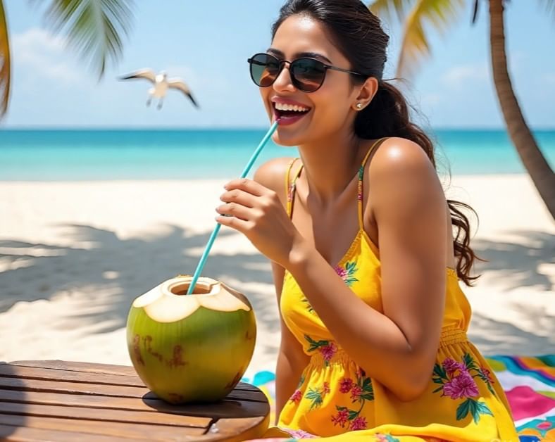 नाराळाचे पाणी पिल्याने काही लोकांना अॅलर्जी होऊ शकते. नारळाचे पाणी पिल्यास त्वचेला खाज येऊ शकते, त्वचा लाल होऊ शकते. (सांकेतिक फोटो, फोटो सौजन्य- मेटा एआय)