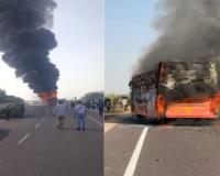 जैसलमेरमध्ये धावत्या खासगी बसला भीषण आग, अनेक प्रवासी होरपळले